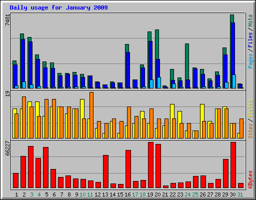 Daily usage for January 2009
