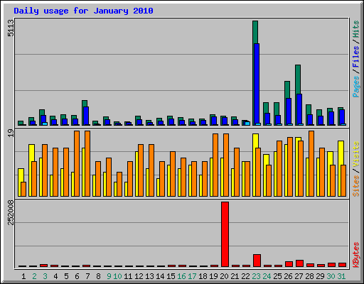 Daily usage for January 2010