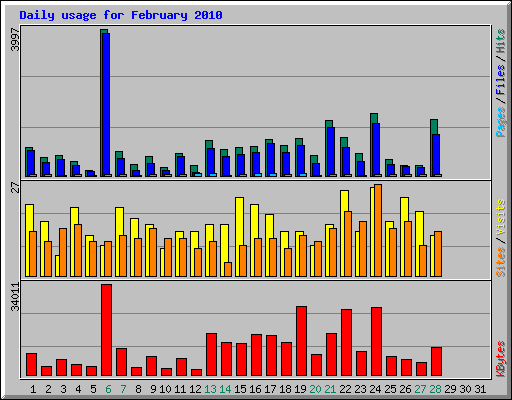 Daily usage for February 2010