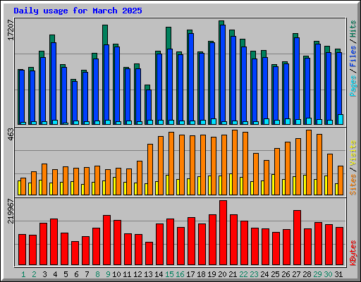 Daily usage for March 2025