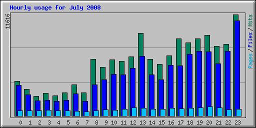 Hourly usage for July 2008