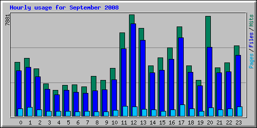 Hourly usage for September 2008