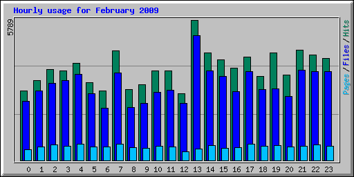 Hourly usage for February 2009
